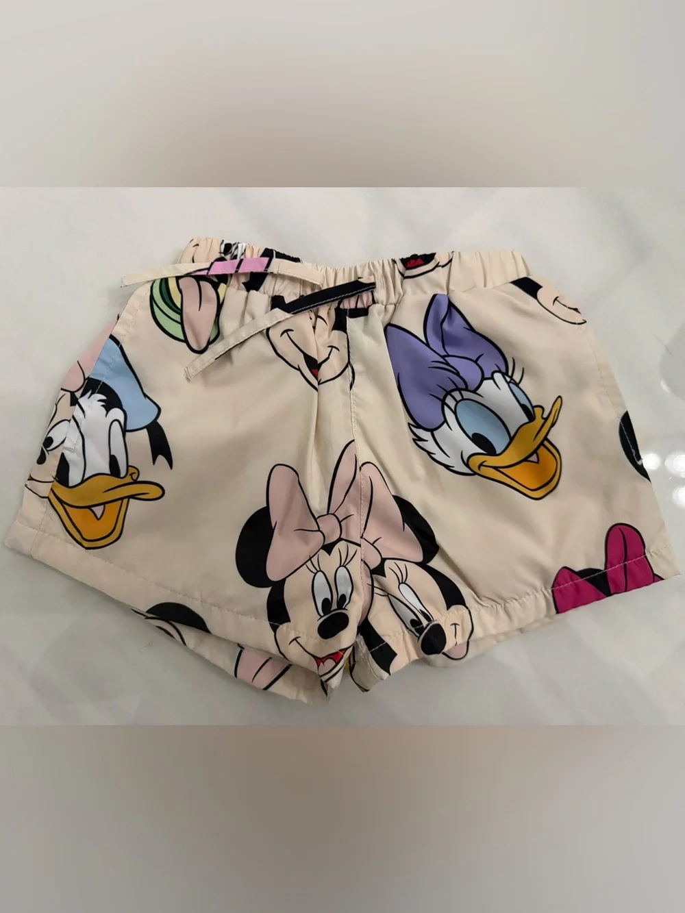 Disney Cream Shorts with Multicolor Character Prints